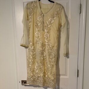 Elegant Gold Embroidered Dress